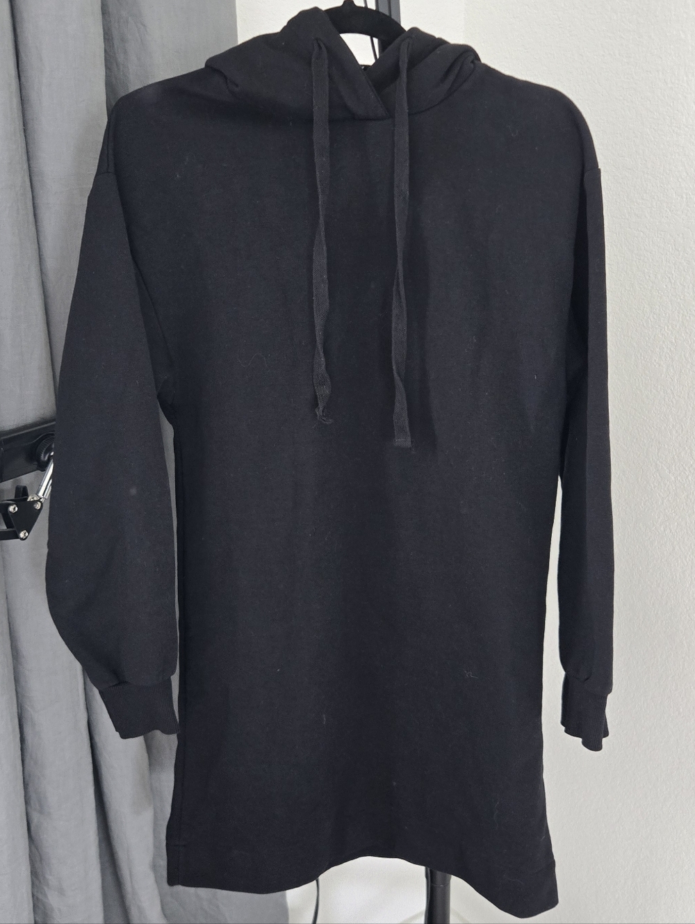 Zara Woman Classic Black Longline Hoodie Size S